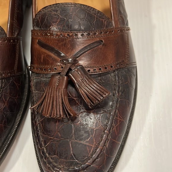 JOHNSTON & MURPHY Size 11 M BROWN CELLINI CROCODILE TASSEL LOAFERS size 10.5 N - Picture 12 of 17